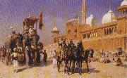 Edwin Lord Weeks Great Mogul and his Court Returning from the Great Mosque at Delhi, India Germany oil painting artist